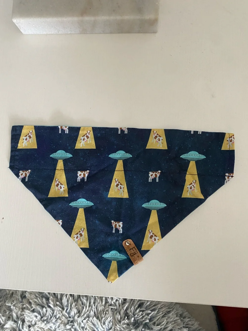 Reversible Navy Alien Cow Pet Bandana